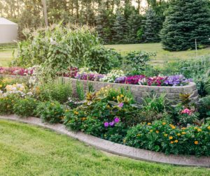 This is an image of a flower garden showing good curb appeal.